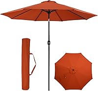 Backyard Expressions 9 ft. Patio Umbrella with Tilt Crank & 8 Ribs - UV Resistant Market Table Shade