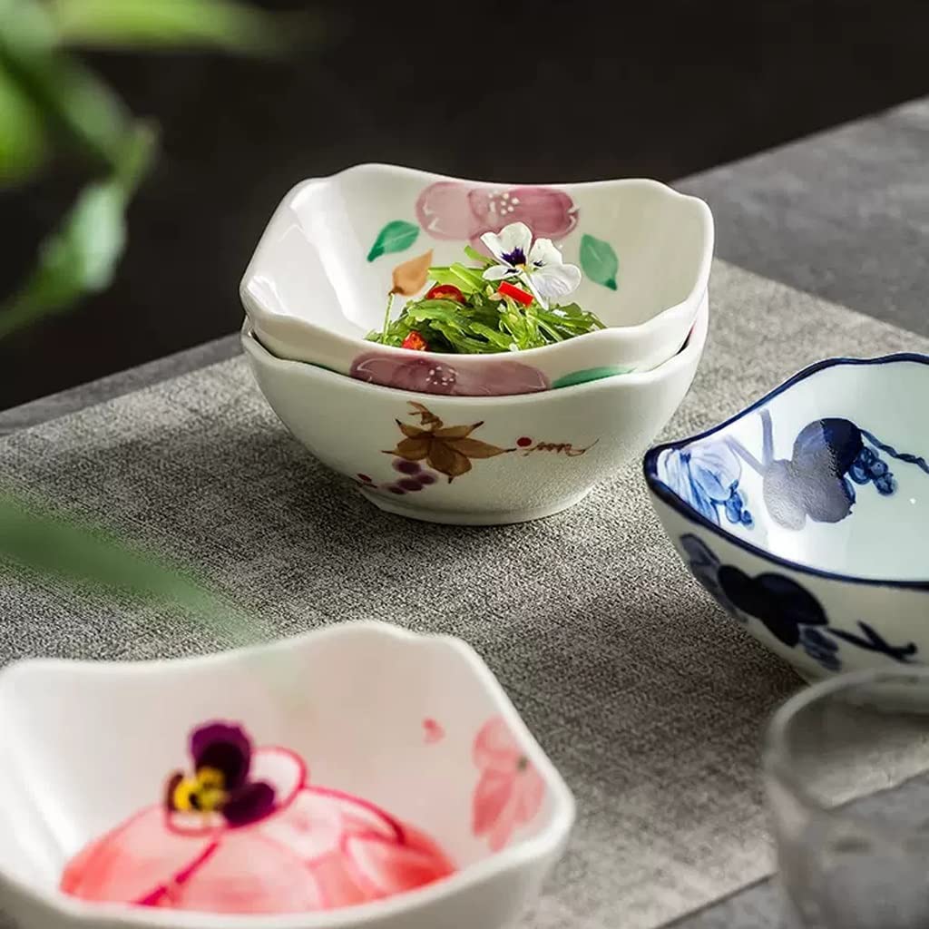 HIHELO Miski do sałatek do kuchni deser śniadanie płatki ręcznie malowane ceramiczne jajko na parze mała miska 11 cm miska na ryż jogurt sałatka owoce miska na zupę (kolor: B2 szt.)