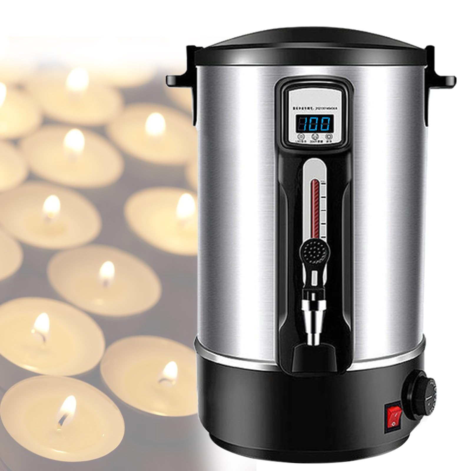 8L/10.8L/12L/16L/20L/30L/35L Wassmelter voor het maken van kaarsen - Kaarsenwassmeltpot met snellere schenktuit en temperatuurregelaar, geen verstopping en gemakkelijk schoon te maken,35L