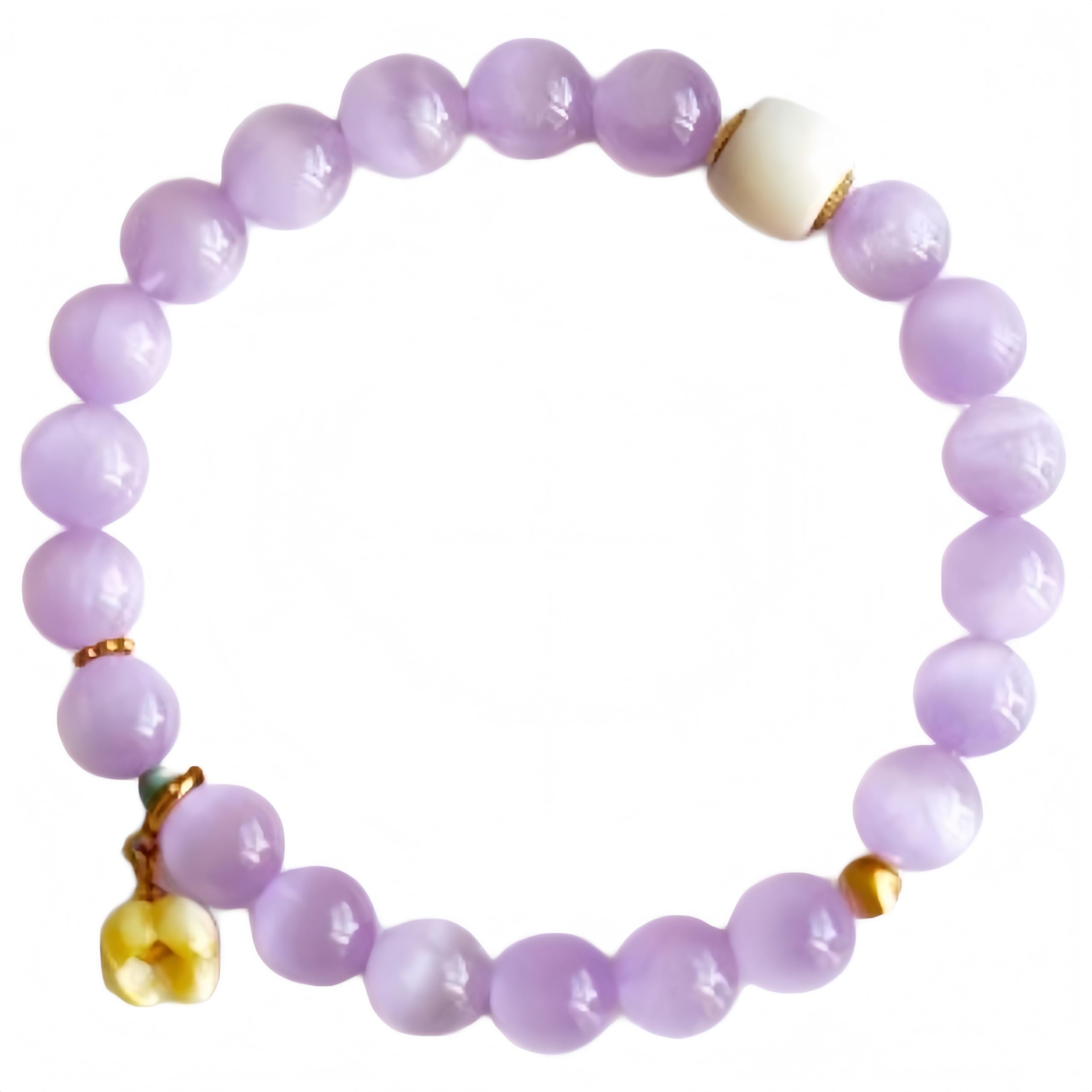 Braccialetto Elastico Perle Bracciale Con Ametista Da 7mm E Dado In Avorio