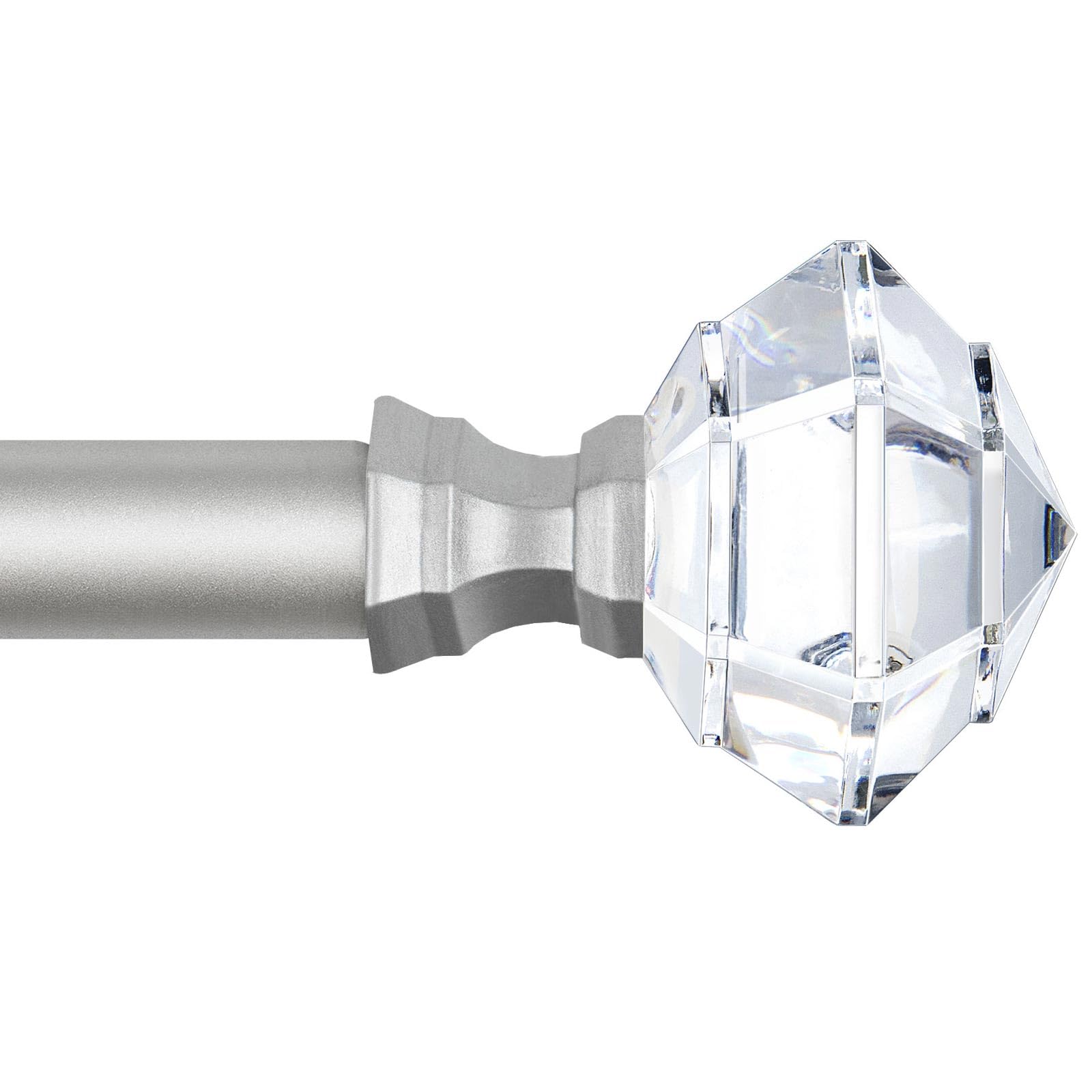 HOTOZON Silver Curtain Rod 80-365cm for Curtains Grommet Decorative Acrylic Diamond Rod Extendable Bedroom Living Room Gift for Christmas