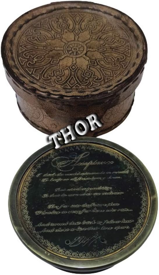 Antique Handmade Brass Compass Nautical Maritime Compass W/Leather Case Rustic Vintage Home Decor Gifts