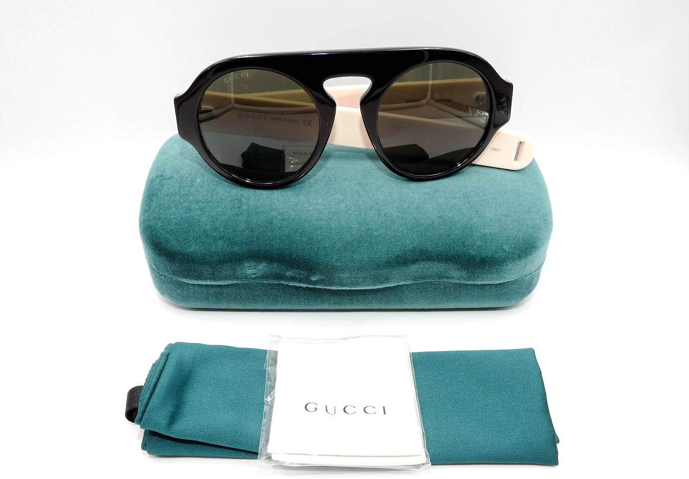 Gucci GG0256S - 001 Black Sunglasses w/Green Lens 51mm