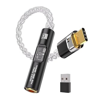 USB C to 3.5mm Audio Adapter with Dual Chip CX31993 MAX97220 DAC & HiFi Amplifier, 8-Strand 4N Single Crystal Silver-Plated Copper Cable,USBC to Headphones Aux Dongle for Android iPhone PC Mac (Black) - Amazon product rated Grade B