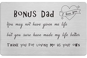 FALOGIJE Stepfather Gifts from Stepson - Engraved Wallet Card - Stepdad Gifts for Birthday, Christmas