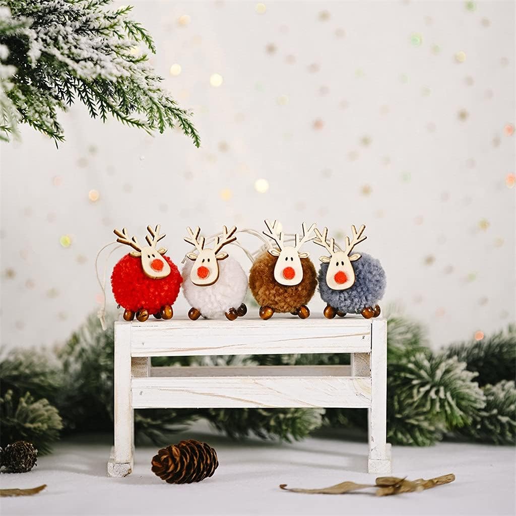 4Pcs Felt Wooden Christmas Tree Decorations Hanging Pendant Craft Ornament Christmas Decorations (Color : A Size