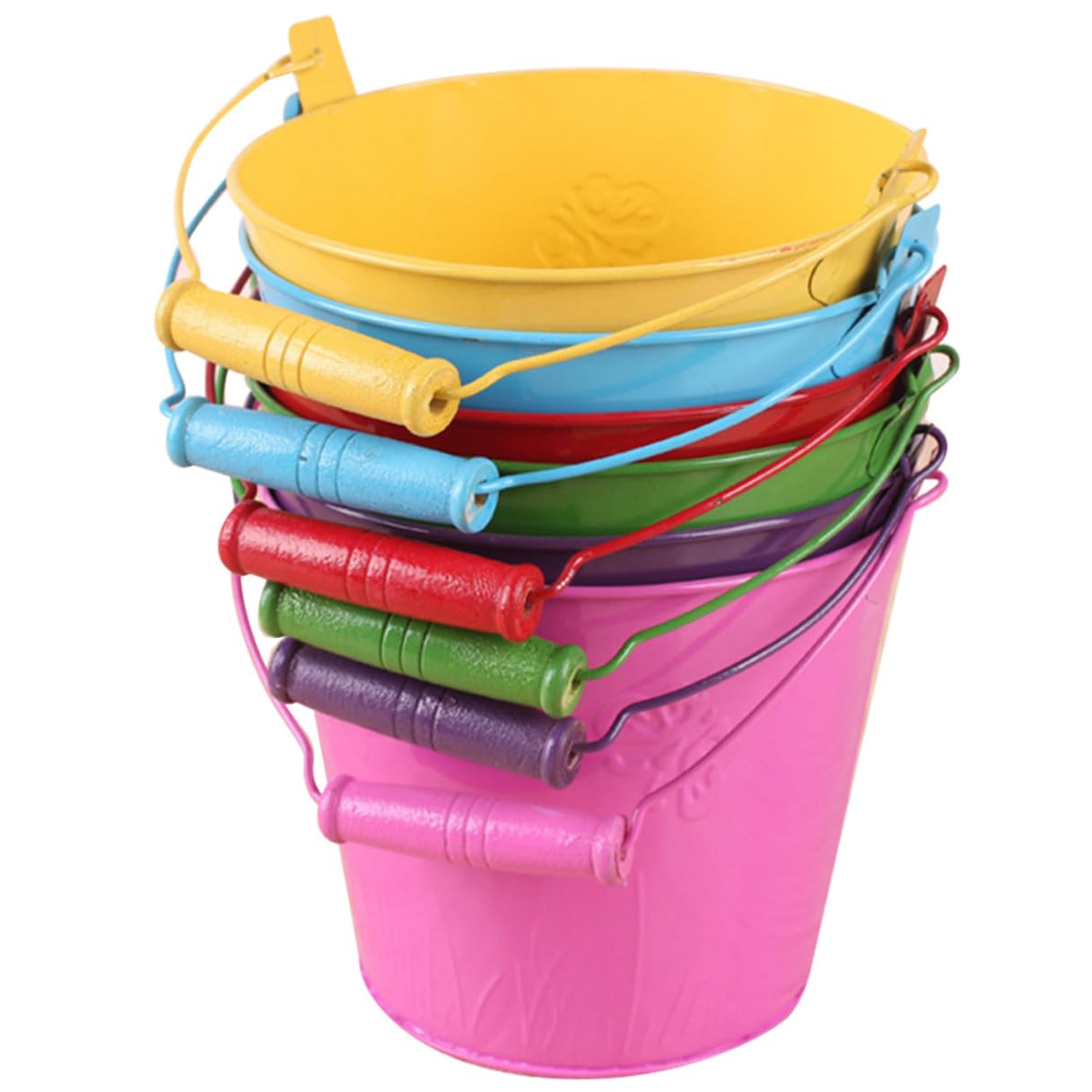 Seau de Plage pour Garçon et Filles 6pcs en Tinplate, Jouet de Plage Léger | Vacances, Jouet Exterieur à Sable Extérieur, Jouets de Sable et Eau Tout-petits Couleur Aléatoire