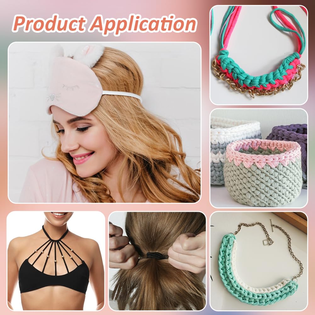 BENECREAT Cordino Elastico Piatto Da 50 m, Corda Elastica Morbida Da 5mm per Cucire con Rocchetto di Plastica per Realizzare Bikini, Costumi Da Bagno e Accessori per Capelli, Bianco