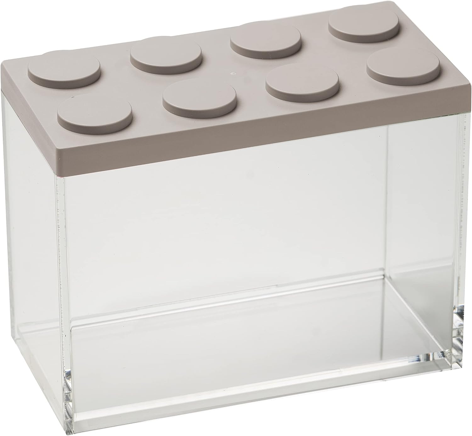 Omada Acrylic Brick Storage Container: Durable Storage Canisters – Thick Acrylic Jar for Food, Craft Supplies, Cosmetics – Airtight and Dishwasher Safe – Gray Lid – Made in Italy – 67 Oz (2 L)