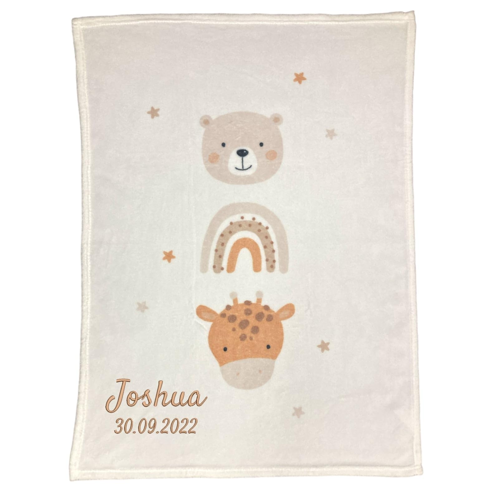 Wolimbo Babydecke - 75x100cm - Motiv Little Friends - personalisierbar - Krabbeldecke mit Wunsch Name/Motiv - Kinderdecke - Geschenk zur Taufe, Geburt, Geburtstag