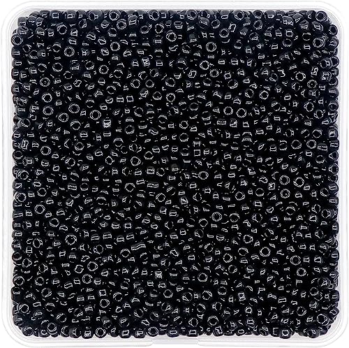 Auvoau 2mm Seed Beads Opaque Black About 8000pcs/170Grams 12/0 Small Craft Beads for DIY Bracelet Necklaces Craft Jewelry Making Supplies (Black)