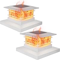 Vista 13 de Dynaming - Pack de 2 luces solares para postes con llama parpadeante, luces solares para cercas, aptas para postes de 4 x 4, 5 x 5, 6 x 6