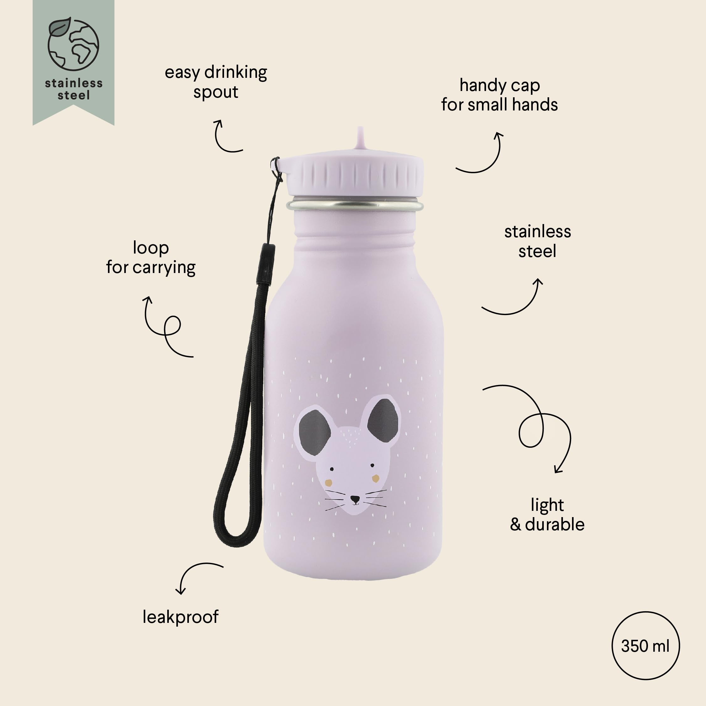 Trixie Trinkflasche Kinder 350ml, Kindergarten Mädchen, auslaufsicher | Wasserflasche Kind ab 3 Jahre, Kleinkind, kohlensäuregeeignet, Kindertrinkflaschen, Kinderflasche, Kids Water Bottle