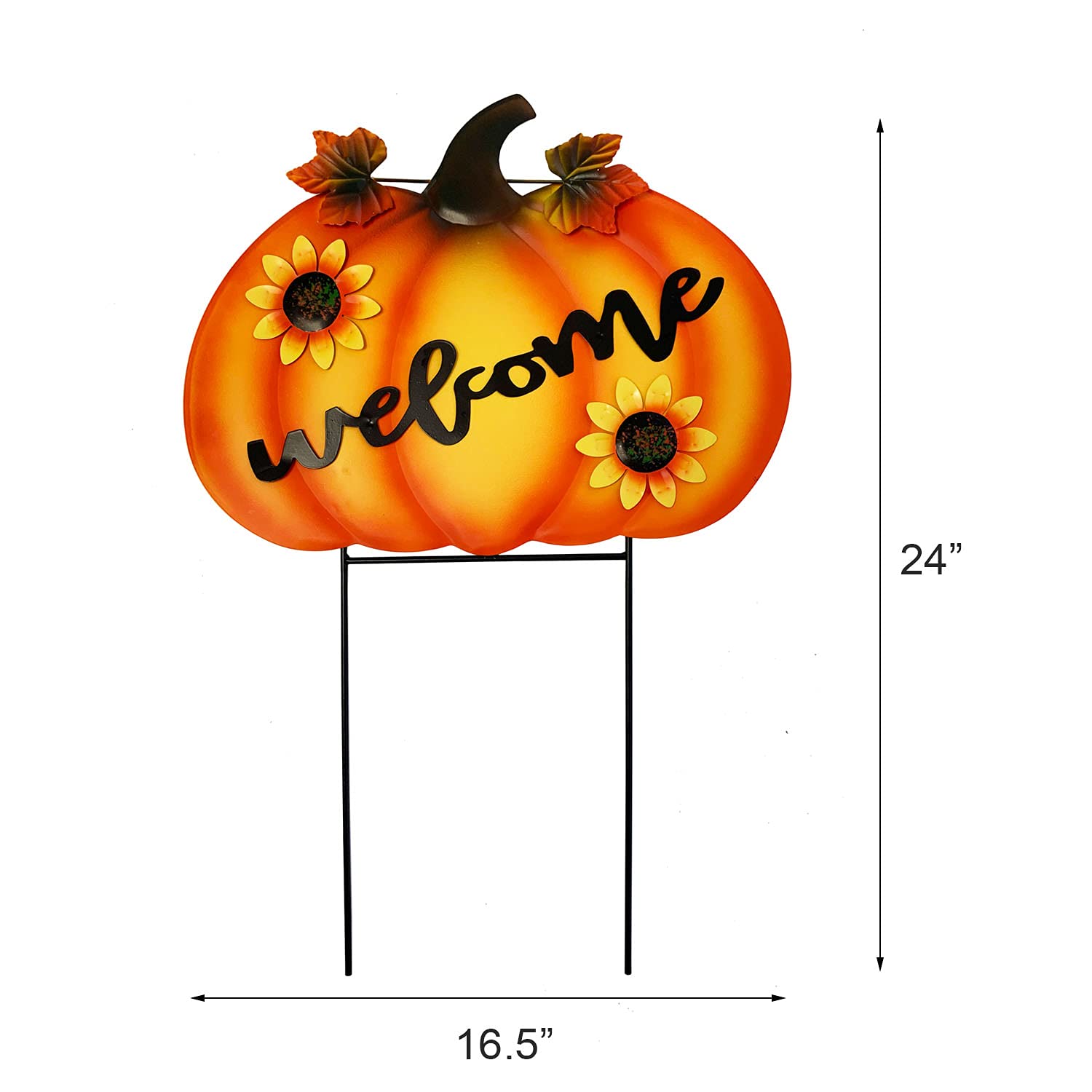 Metall-Kürbis-Gartenpfähle – 61 Cm Hoch, Herbst-Deko Für Draußen