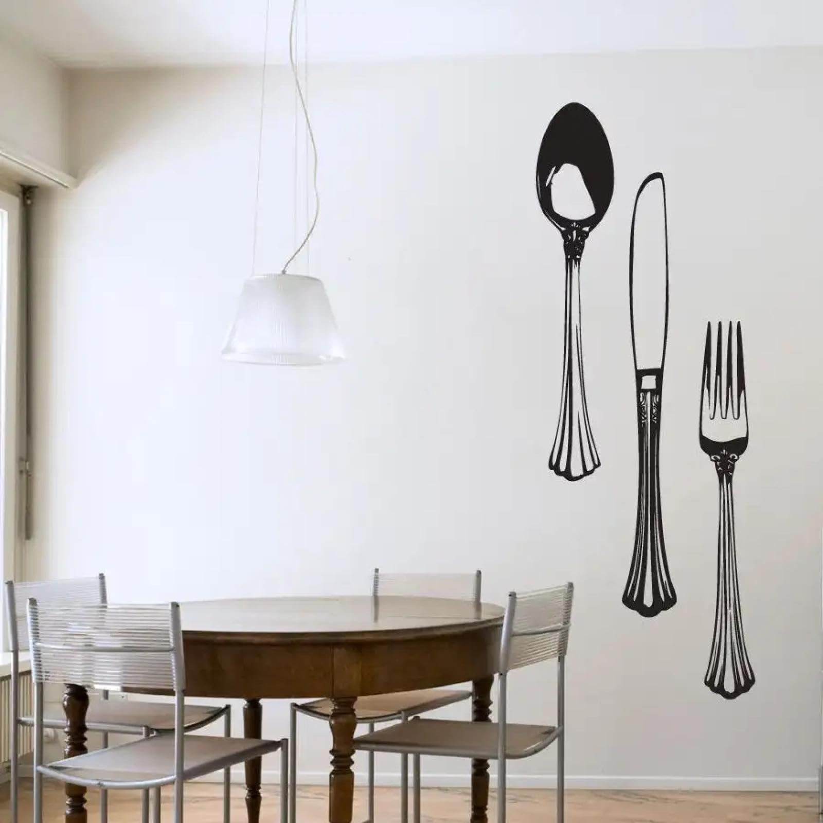 Cutlery Set Vinyl wall Sticker Kitchen Restaurant wall Sticker Spoon Knife and Fork Sticker Decorative Mural