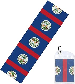 HerYng Belize Flag Sports Towel â€“ Great for The Gym, Yoga, Running and Outdoor Activities with Packing Bag and Carabiner