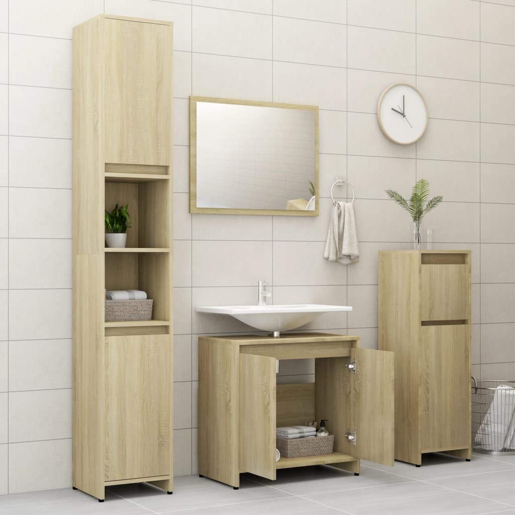 SKM Armoire de Salle de Bain Chêne Sonoma 60x33x58 cm Aggloméré-645