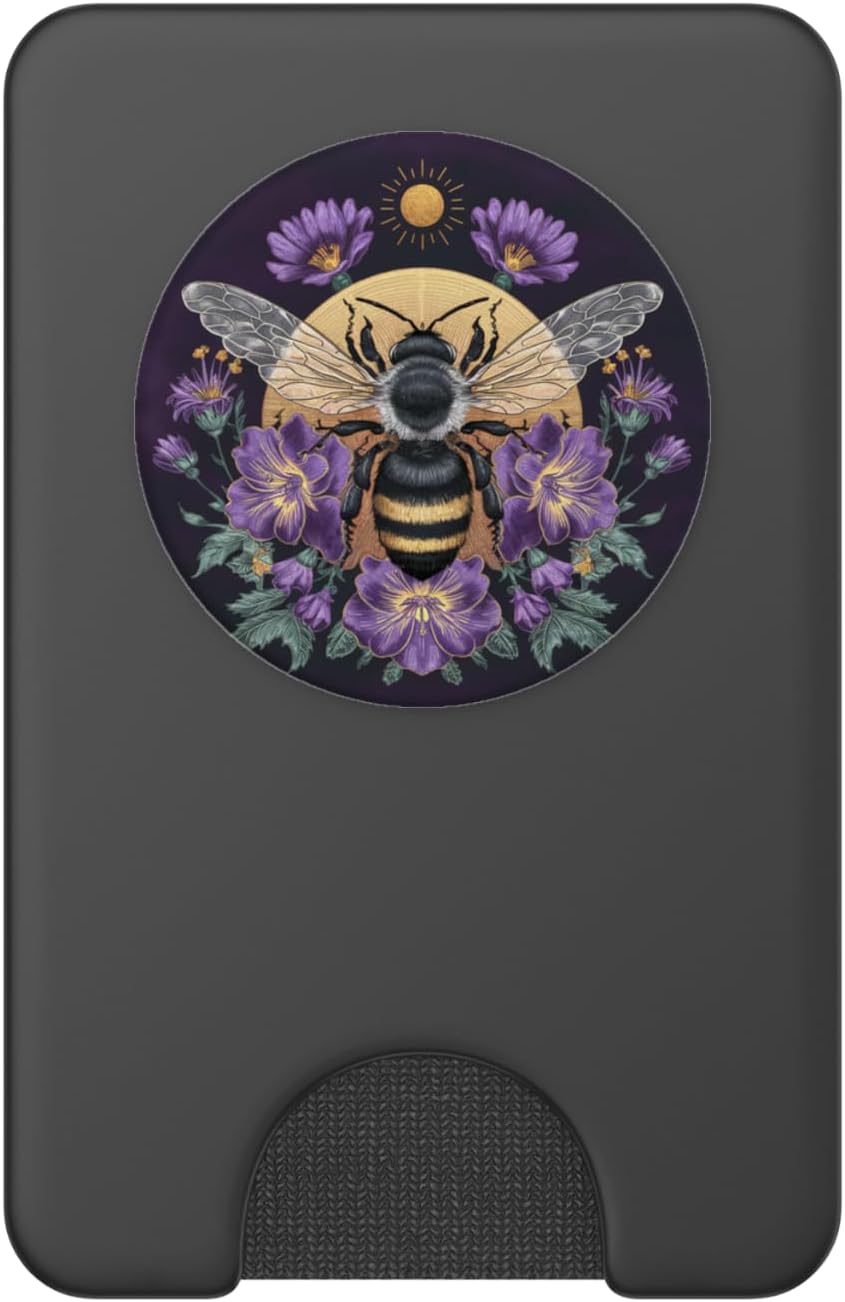 Honey Bees and Purple Flower Botanical Bumblebee Lush Floral PopSockets PopWallet for MagSafe
