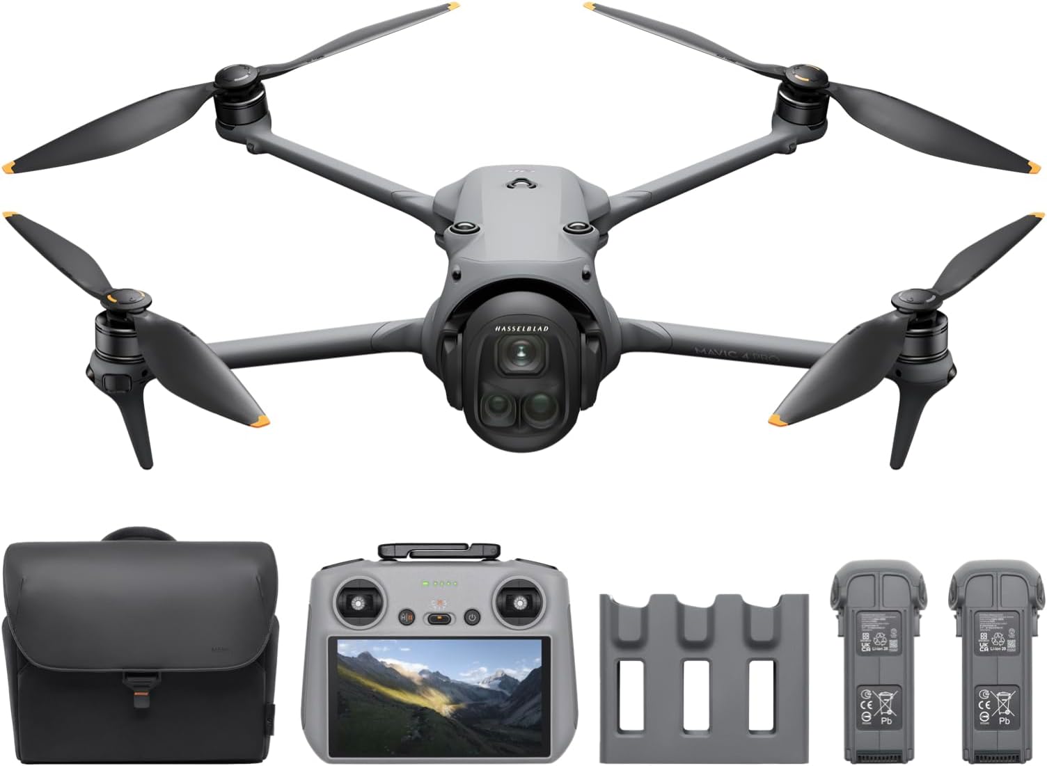 DJI Mavic 4 Pro Fly More Combo with DJI RC 2, Flagship Tri-Camera Drone with 100MP 4/3 CMOS Hasselblad Camera, 30km/18.6mi Video Transmission, 51-Min Max Flight Time, Charging Hub, and More