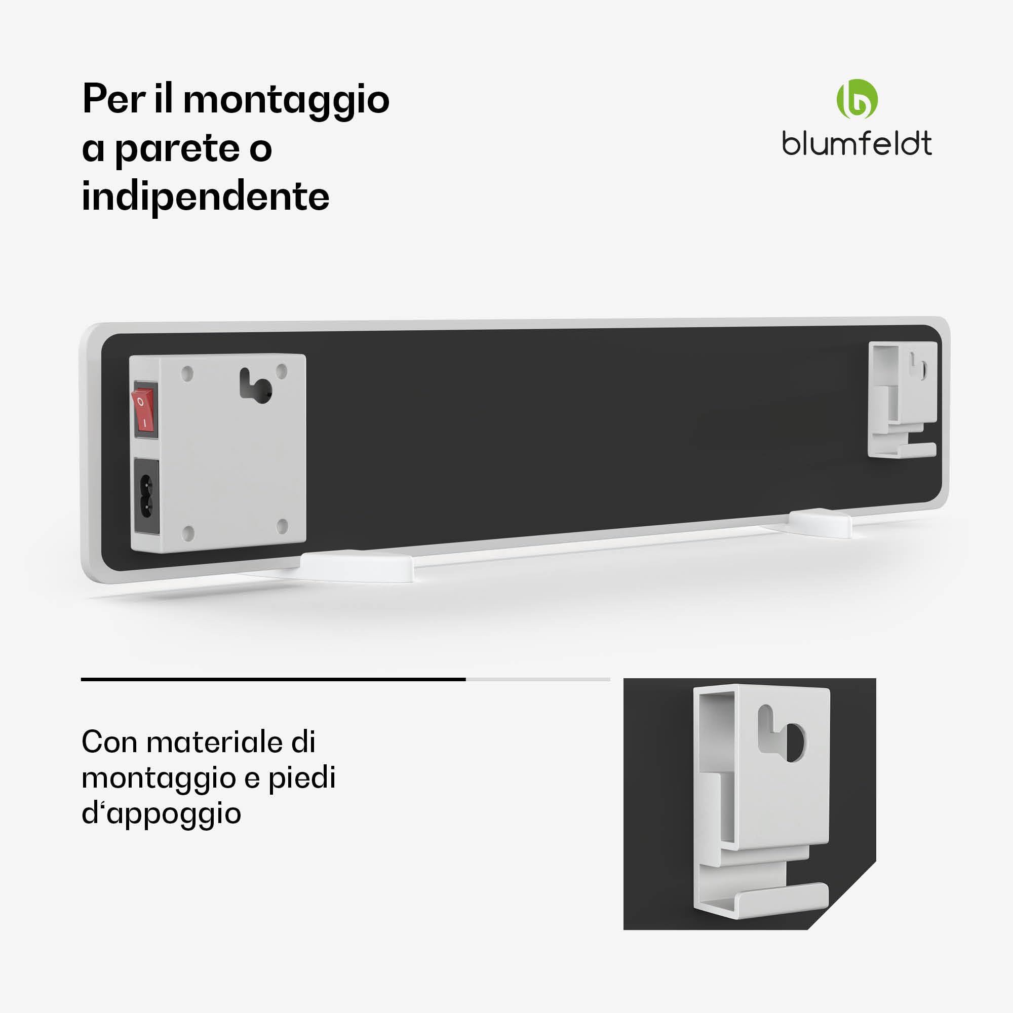 blumfeldt - Pannello Radiante A Parete, 50W, A Infrarossi, Ip24, Struttura in Ceramica, Fisso O Flessibile, Consumo Energetico Ridotto, Ideale per Cantieri & Progetti di Bricolage