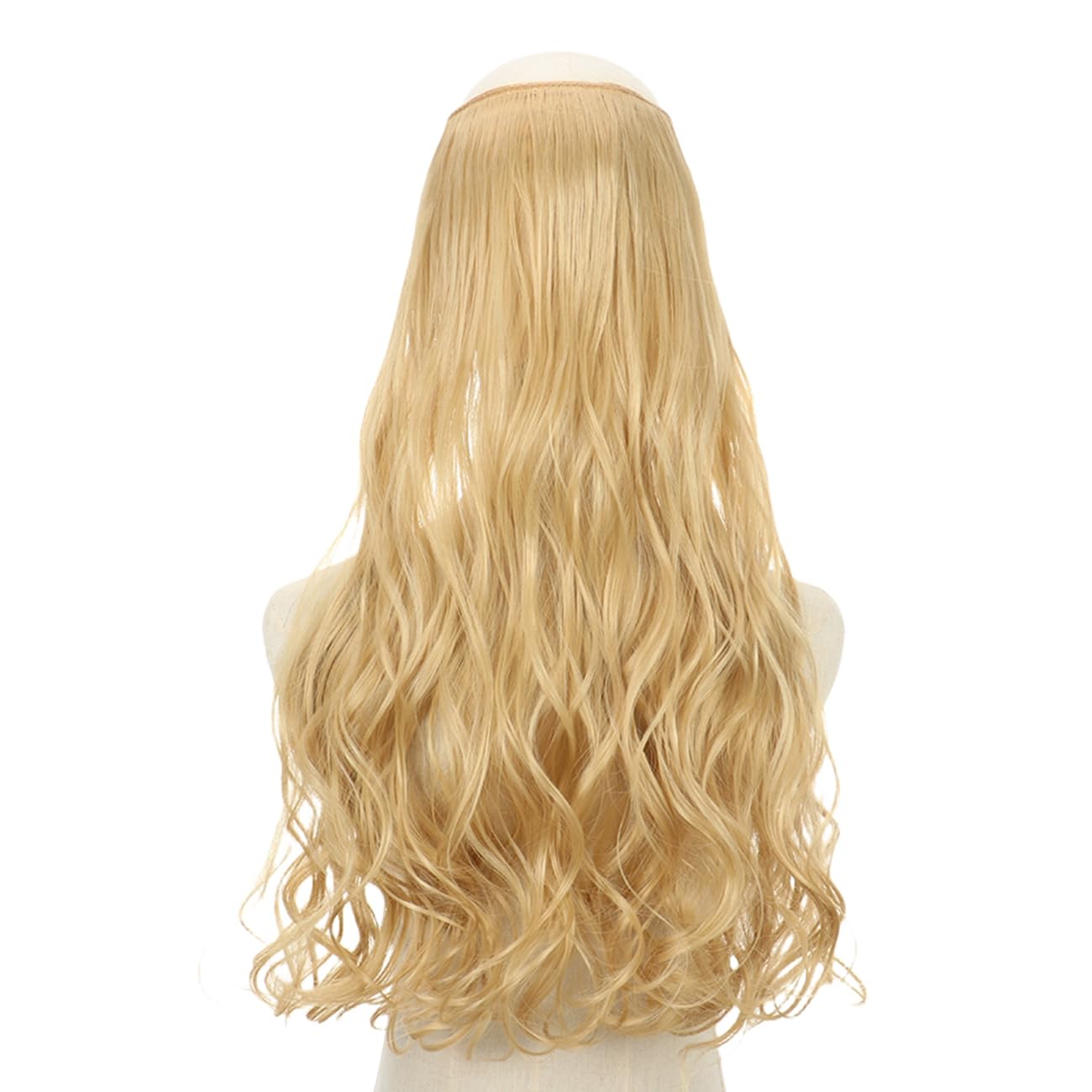prinfantasy Hair Extension for Long Hair Resistant Fiber Soft Curly Fiber Line Metal buckle Adjustable Hairpiece Water Wave Seamless Golden Blonde Hair,MW228 - Image 4
