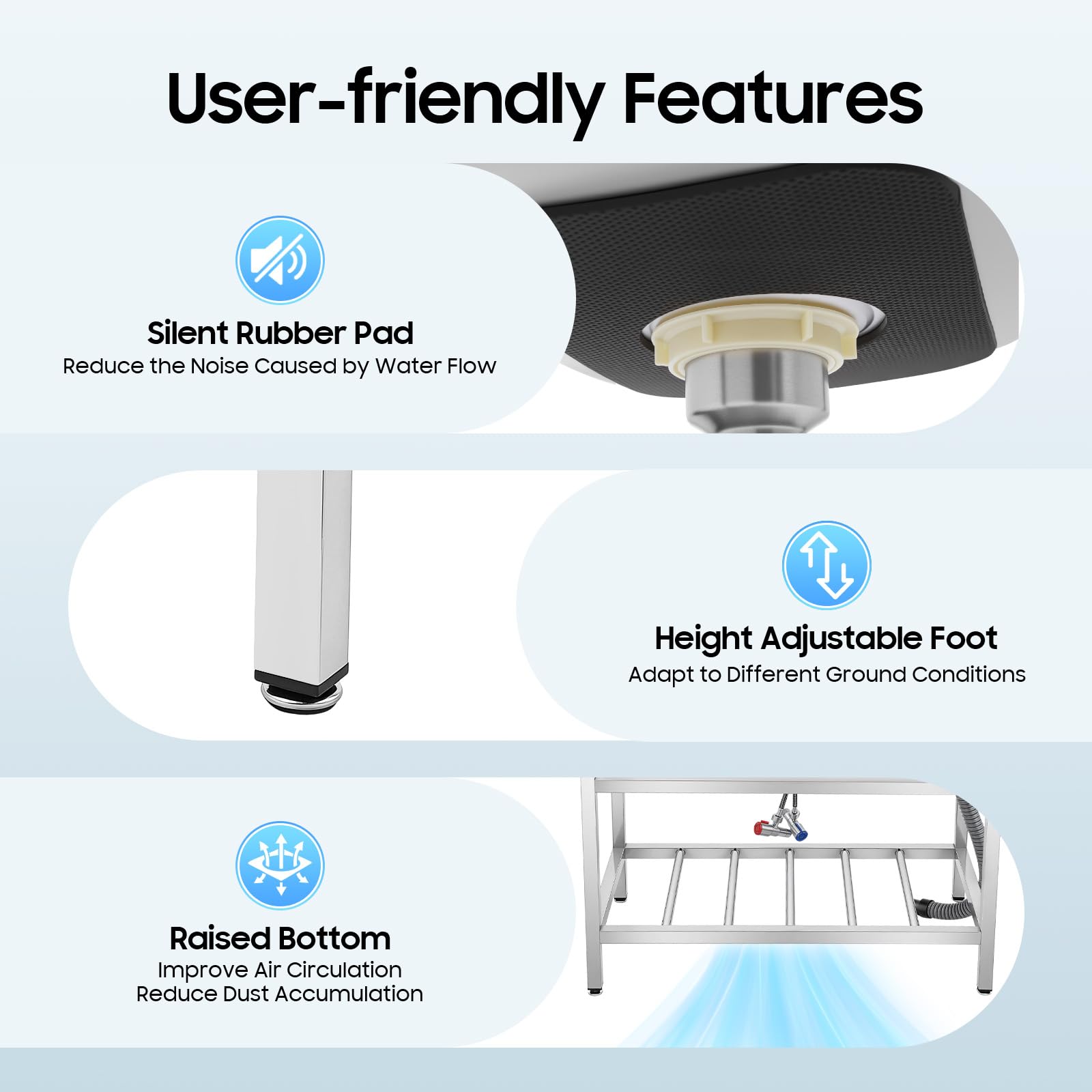 Fregadero de cocina independiente para exteriores, fregadero de acero inoxidable, grifo de lavabo, encimera multifuncional, fregadero, fregadero de agua para cocinas, cafés y bares (75 x 40 x 78 cm)