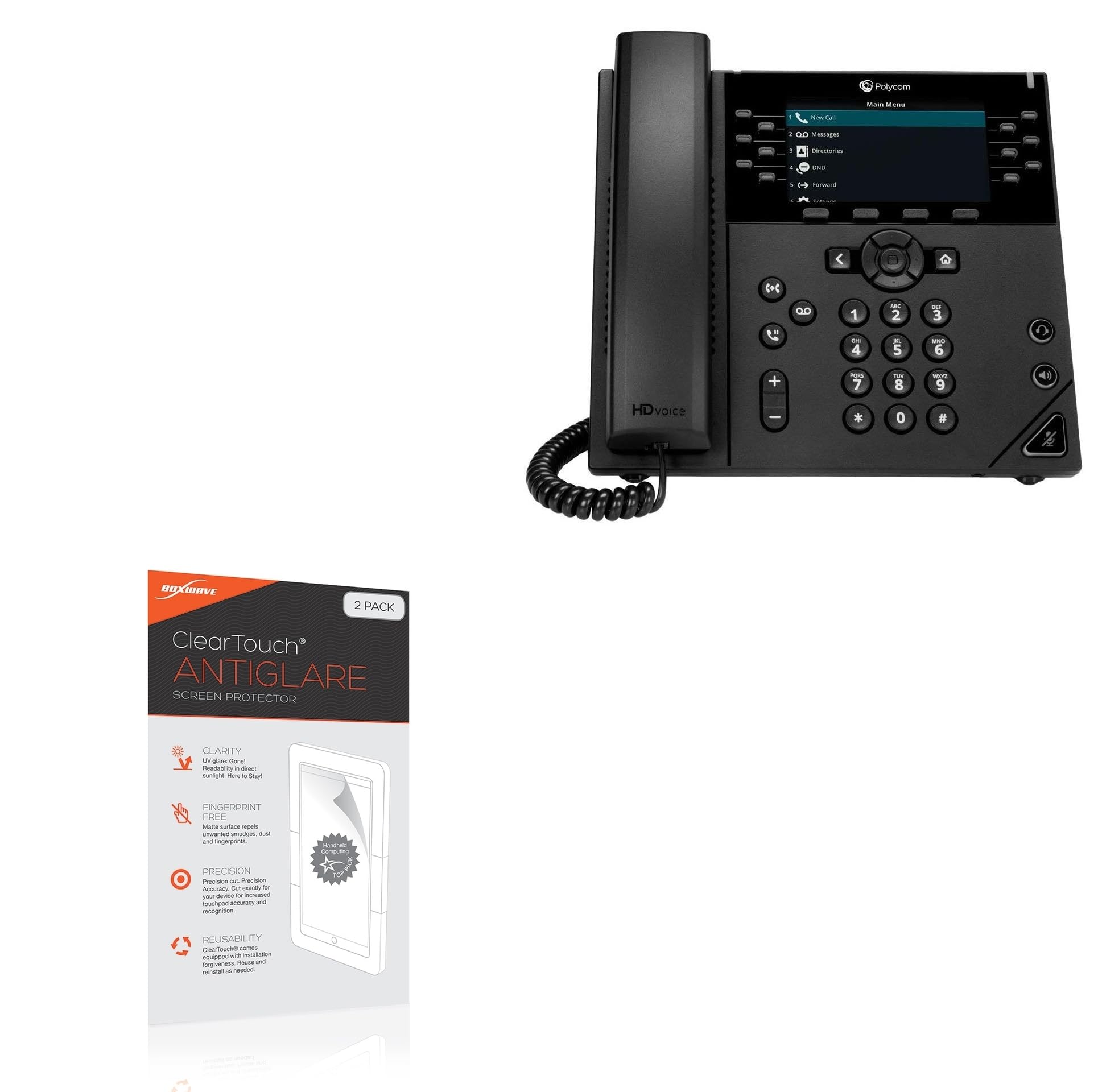BoxWave Screen Protector Compatible with Polycom VVX 450 - ClearTouch Anti-Glare (2-Pack), Anti-Fingerprint Matte Film Skin for Polycom VVX 450