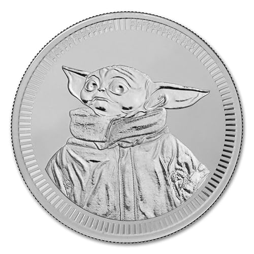 Miniatura 2 de 2023-1 oz Niue Silver Mandalorian Baby Yoda Grogu Coin by The New Zealand Mint Brilliant Uncirculated with Certificate of Authenticity $2 Seller BU