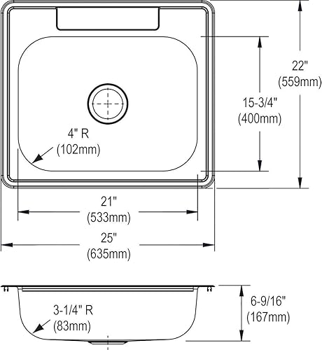 Miniatura 3 de Elkay D12522 Dayton Fregadero de Cocina de Acero Inoxidable de 25" de Empotrar de Una Sola Cubeta - 1 Orificio para Grifo