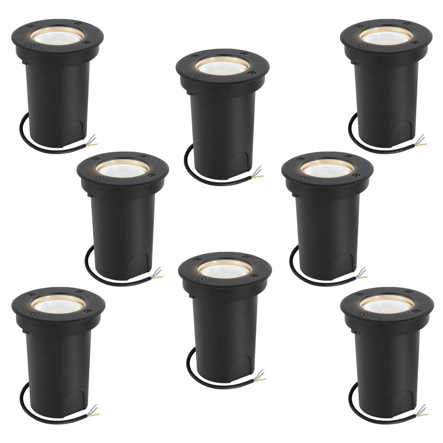 Herrselsam Bodeneinbauleuchte für GU10, 8er set Bodeneinbaustrahler Aussen Led Runde, IP67-Wasserdicht Bodenstrahler, Drehbarer Bodenleuchten mit Lichtquelle, Neutralweiß 4000K (Schwarz)