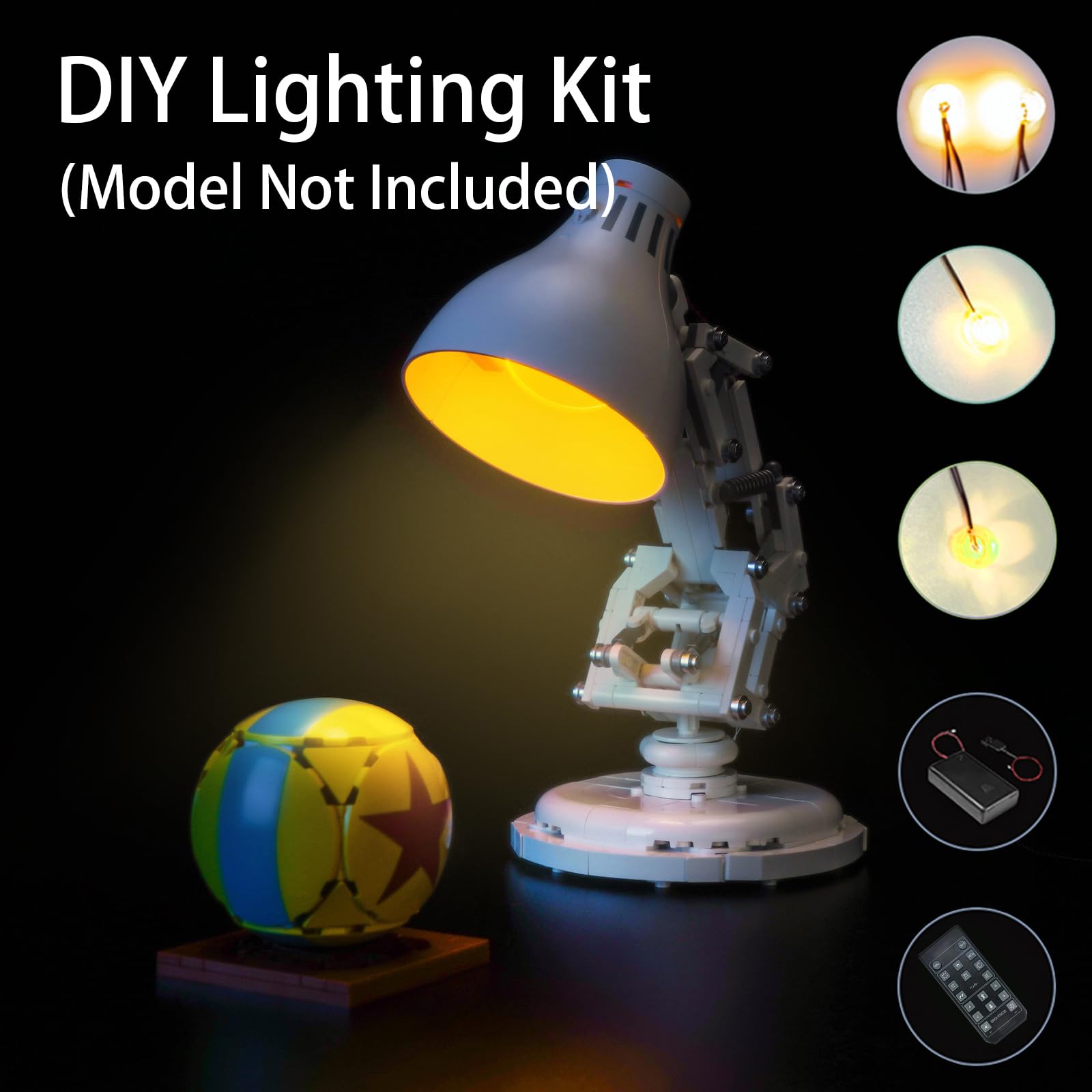 LED Lighting Kit for Lego 21357 Pixar Luxo Jr - Custom Lights to