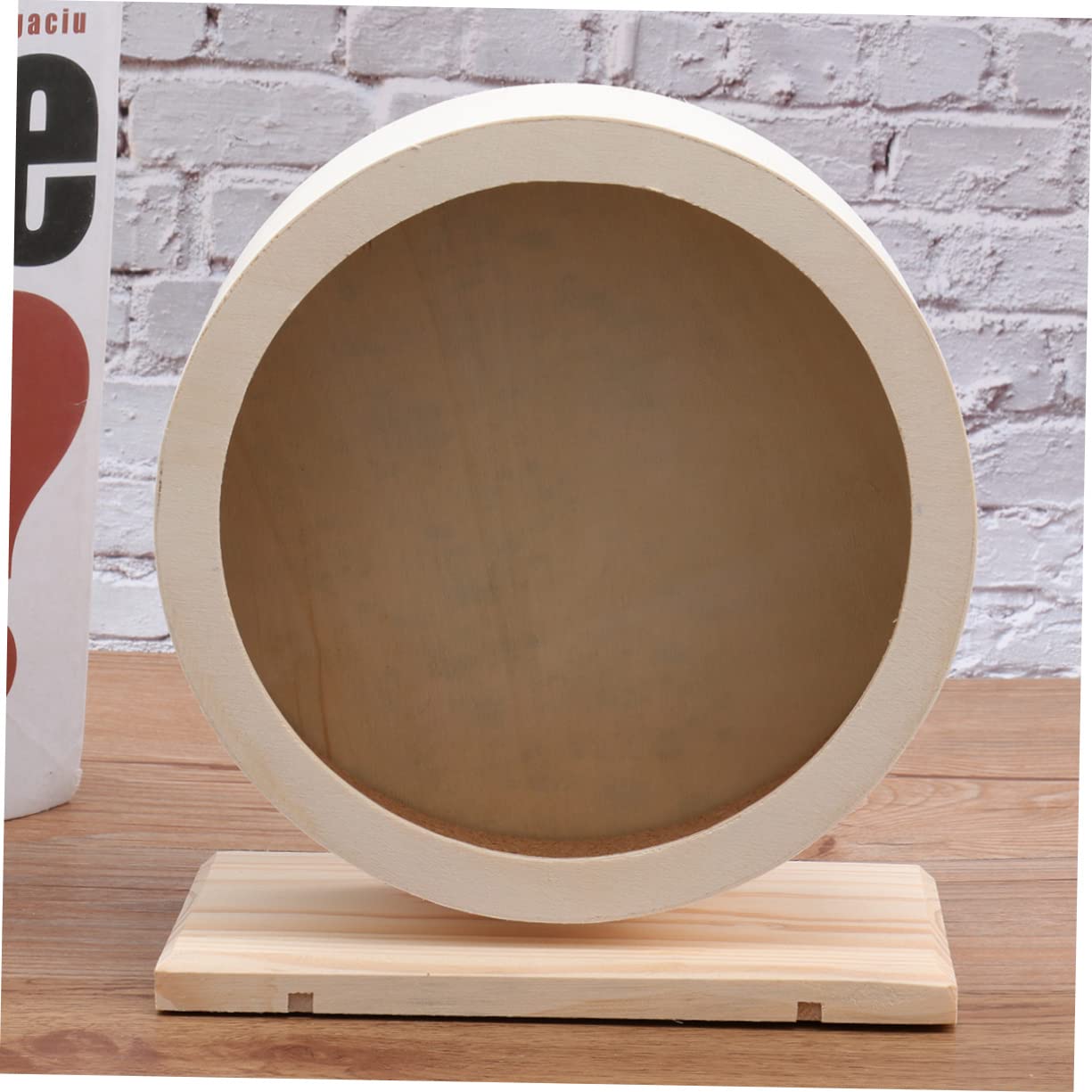 Rueda de Ejercicio de Madera Beige para Hámster y Pequeños Animales | Entrenamiento de Uñas y Dedos, Disco Antideslizante, Uso Hámsteres y Otros Roedores