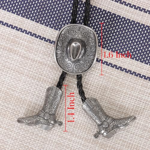 Image of Bolo Ties for Men Western - 3D Cowboy Hat Design With Vintage Boots, Western Bolotie Bola Tie