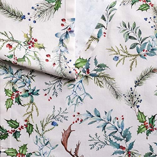 Maison d' Hermine Holly Time 100% Cotton Table Runner Farmhouse Tabletop Cover for Home Kitchen Dining Décor Parties Family Dinners Wedding Thanksgiving/Christmas (37cm x 230cm)