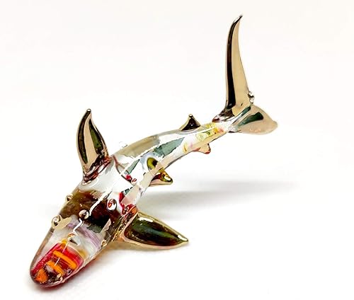 Miniatura 5 de Figuras miniatura de ballena y tiburón, animales marinos, arte de vidrio soplado a mano, regalo coleccionable para decorar (rojo brillante)