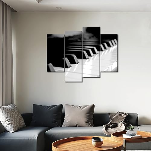 Miniatura 5 de First Wall Art - Arte de pared con teclado de piano en blanco y negro, impresión en lienzo, para decoración del hogar, regalo