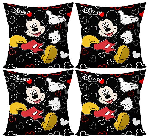 Image of Kuber Industries Disney Printed Microfibre Filled Cushion Filler 16 inchx16 inch (Black)-Pack of 4-KUBMART15859