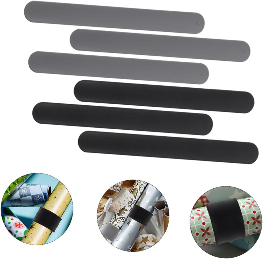 6pcs Silicone Slap Bands for Wrapping Paper Xmas Organizer Strips