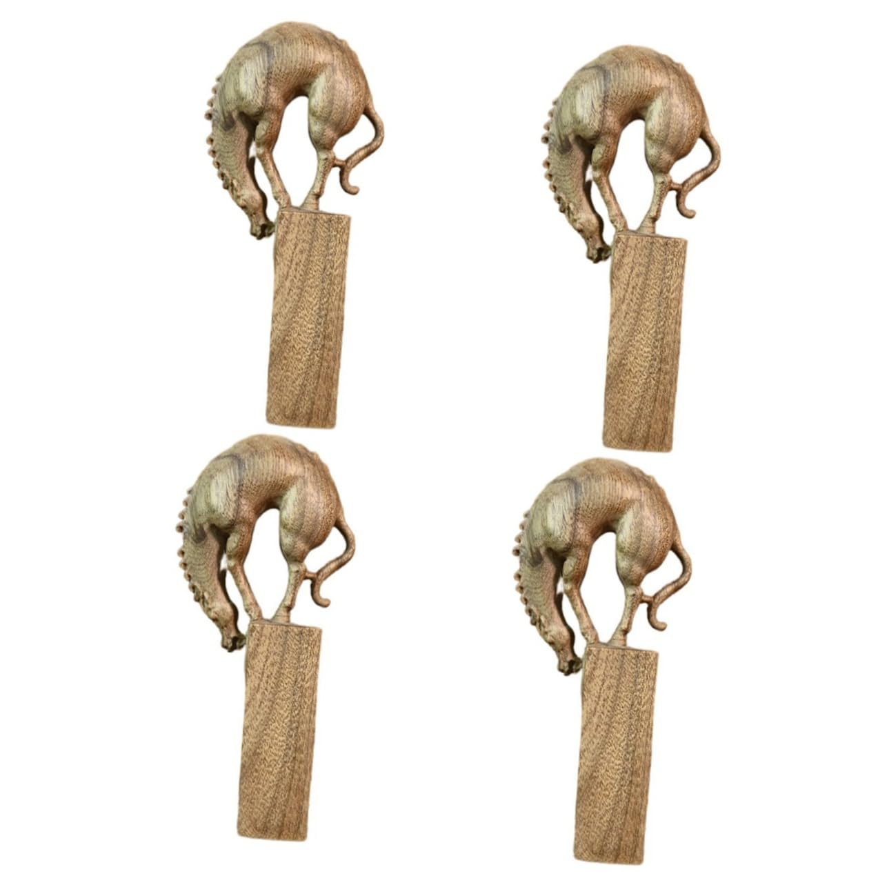 Statue de cheval chinoise en bois sculpté : lot 4 figurines bureau tampon personnalisé