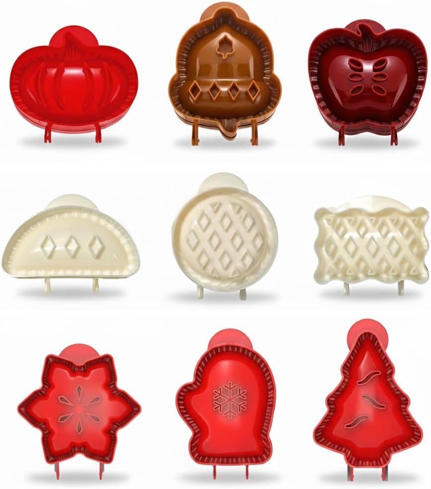 9 Pack Mini Hand Apple Pie Molds Maker for Baking - Hand Pie One Press Cutter - Fall Thanksgiving Christmas Halloween Baking Supplies