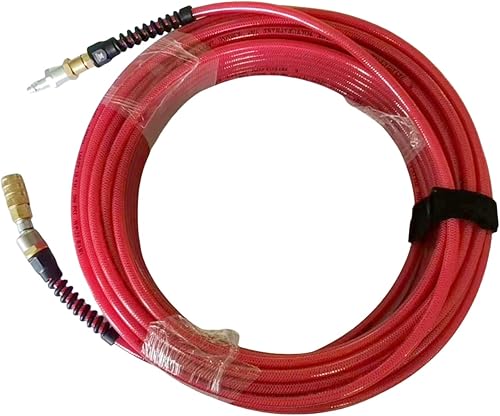 Miniatura 2 de Z-Flex - Intercambio industrial con acoplador de bola y enchufe de seguridad de aire, manguera de aire de poliuretano reforzado 300 PSI (rojo