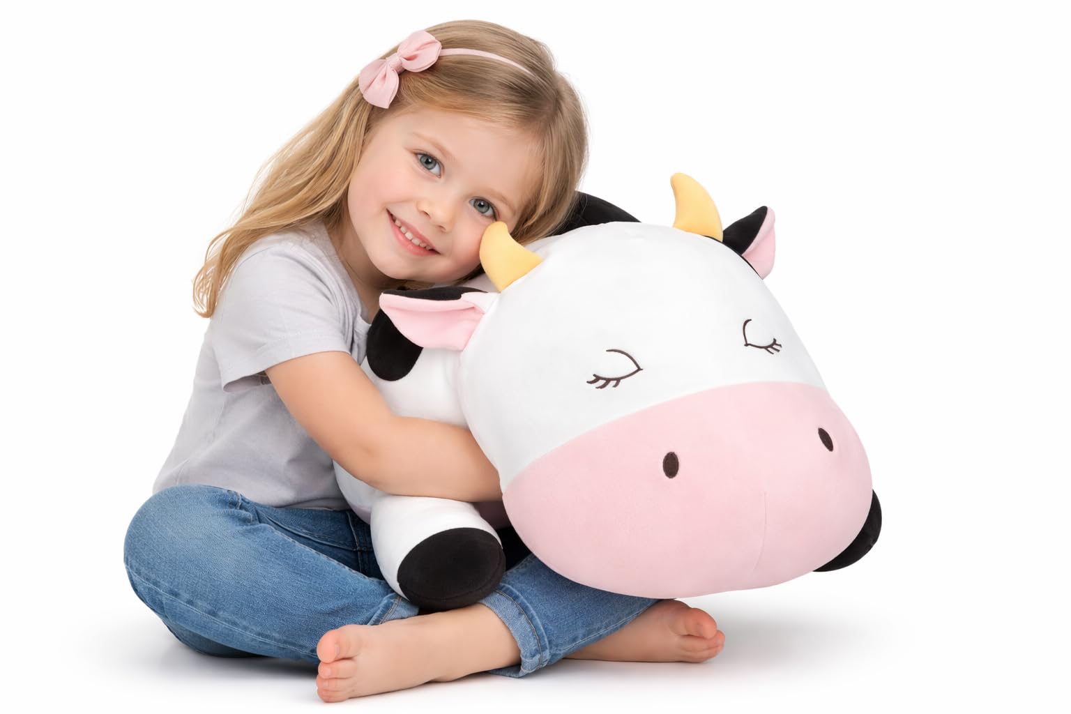 GAGAKU - Peluche di mucca da latte pesante, peluche di mucca da latte pesante per l'ansia, dolce peluche cuscino giocattolo regalo per bambini e adulti 66 cm