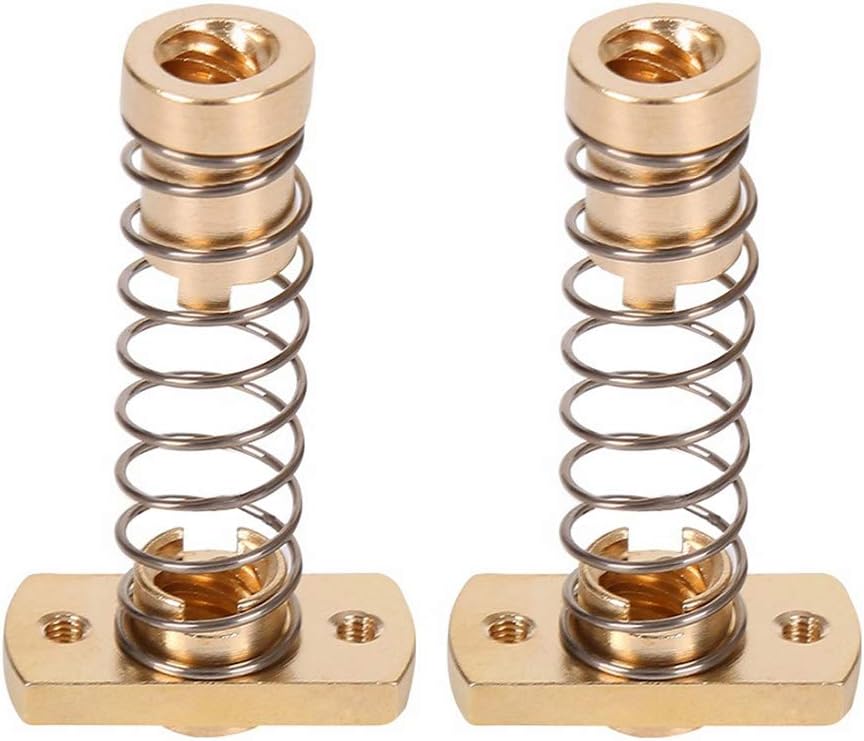2-Pack CR10 Z axis T8 Anti Backlash Spring Loaded Nut Elimination Gap Brass Nuts for Upgrade Ender 3 Ender 3s Ender 3 Pro V2 CR-10 Tornado 3D Printer 8mm Acme Threaded Rod (Nuts)