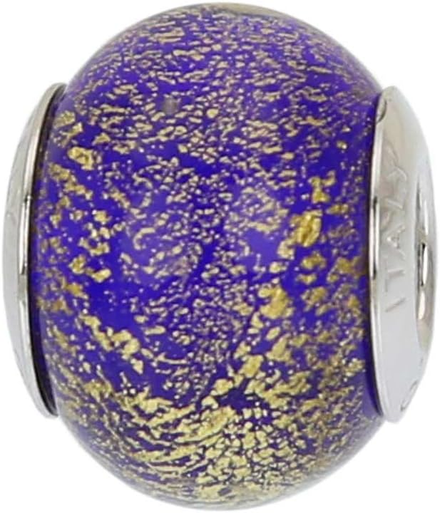 Glass Of Venice Murano Glass Sterling Silver Ca D'Oro Blue Charm Bead
