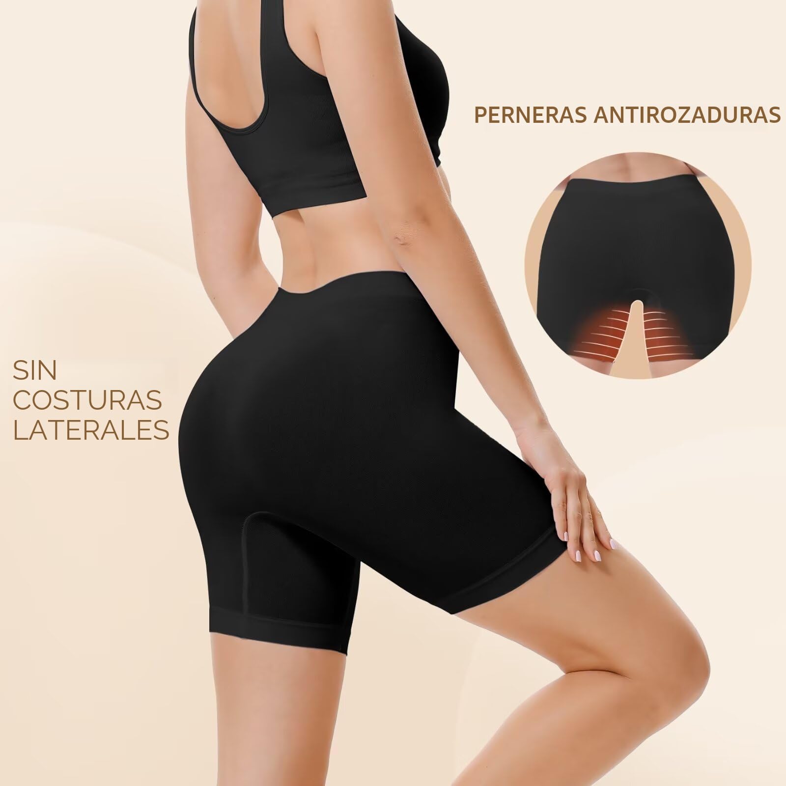 YouShow 3 Pack Pantalon Antirozaduras Mujer Debajo la Falda Pantalones Cortos Vestir Braga Anti Roce
