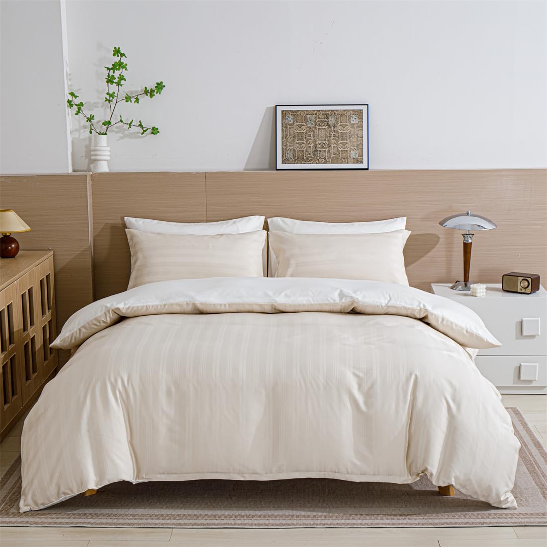 Parure de lit en satin anti-plis avec fermeture éclair pour couette 200x220