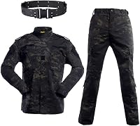 WISEONUS Airsoft Taktikai Ruházat Szett - Katonai Terepszínű Egyenruha Paintball Játékhoz, Vadászathoz - Fekete Terep Mintás Kabát és Nadrág 1
