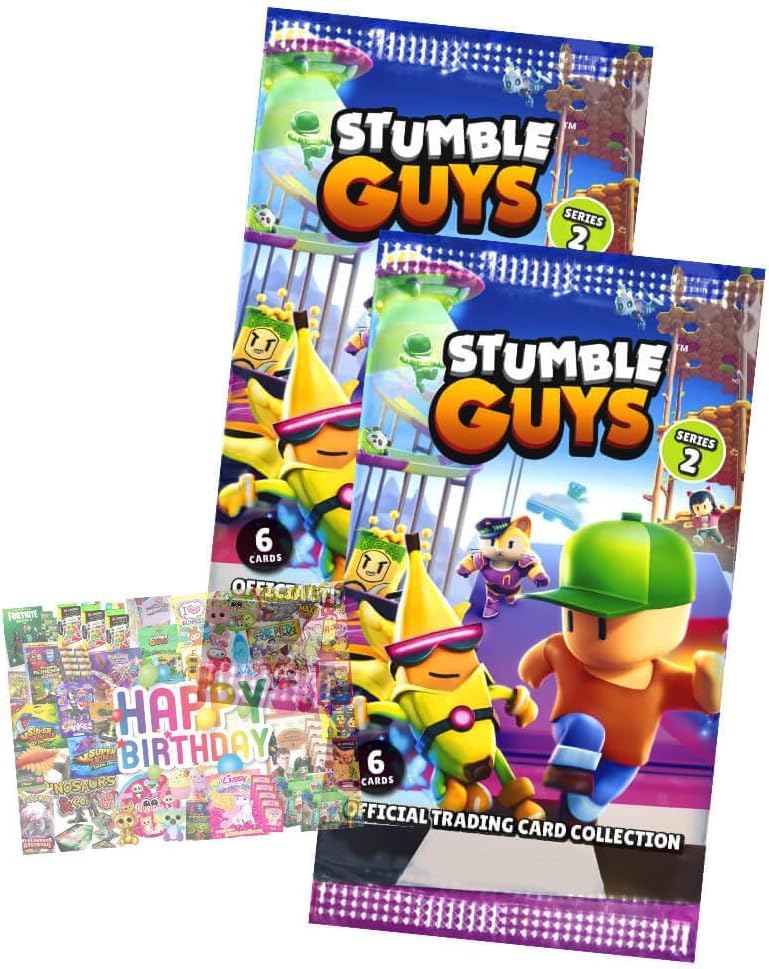 Bundle with Panini Stumble Guys Cards Series 2 - Trading Cards - 2 Boosters + Exclusive Birthday Card