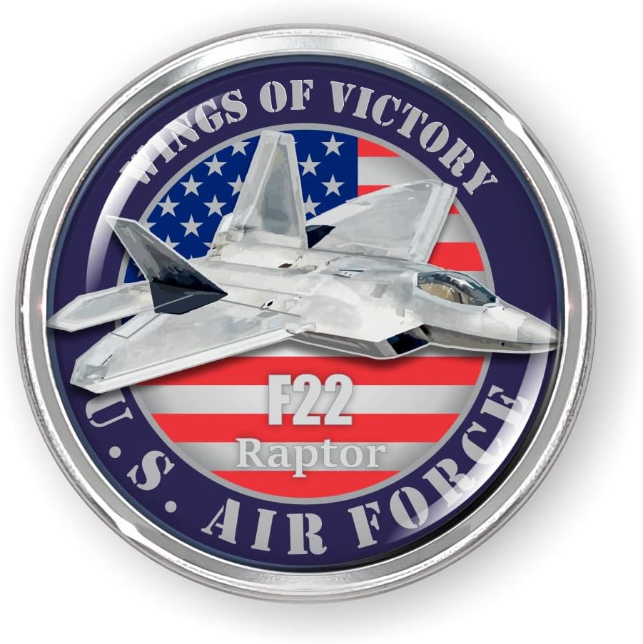 Aviones veteranos de la Fuerza Aérea de los Estados Unidos F22 Raptor colección de calcomanías de vinilo redondas Wings of Victory 3D Dome