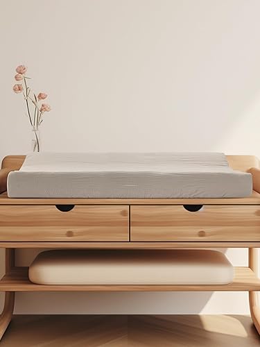 Miniatura 3 de Funda para cambiador para bebés, niñas y niños, funda de muselina con estilo bohemio, color neutro, suave y transpirable (amarillo mostaza)